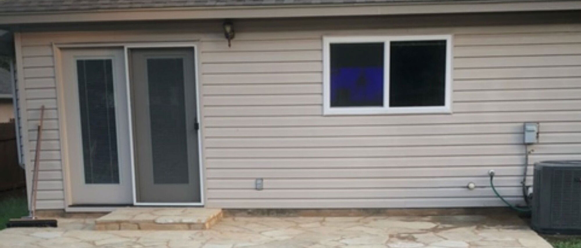 Flagstone Patio Design with Strung Lights- Before Photo