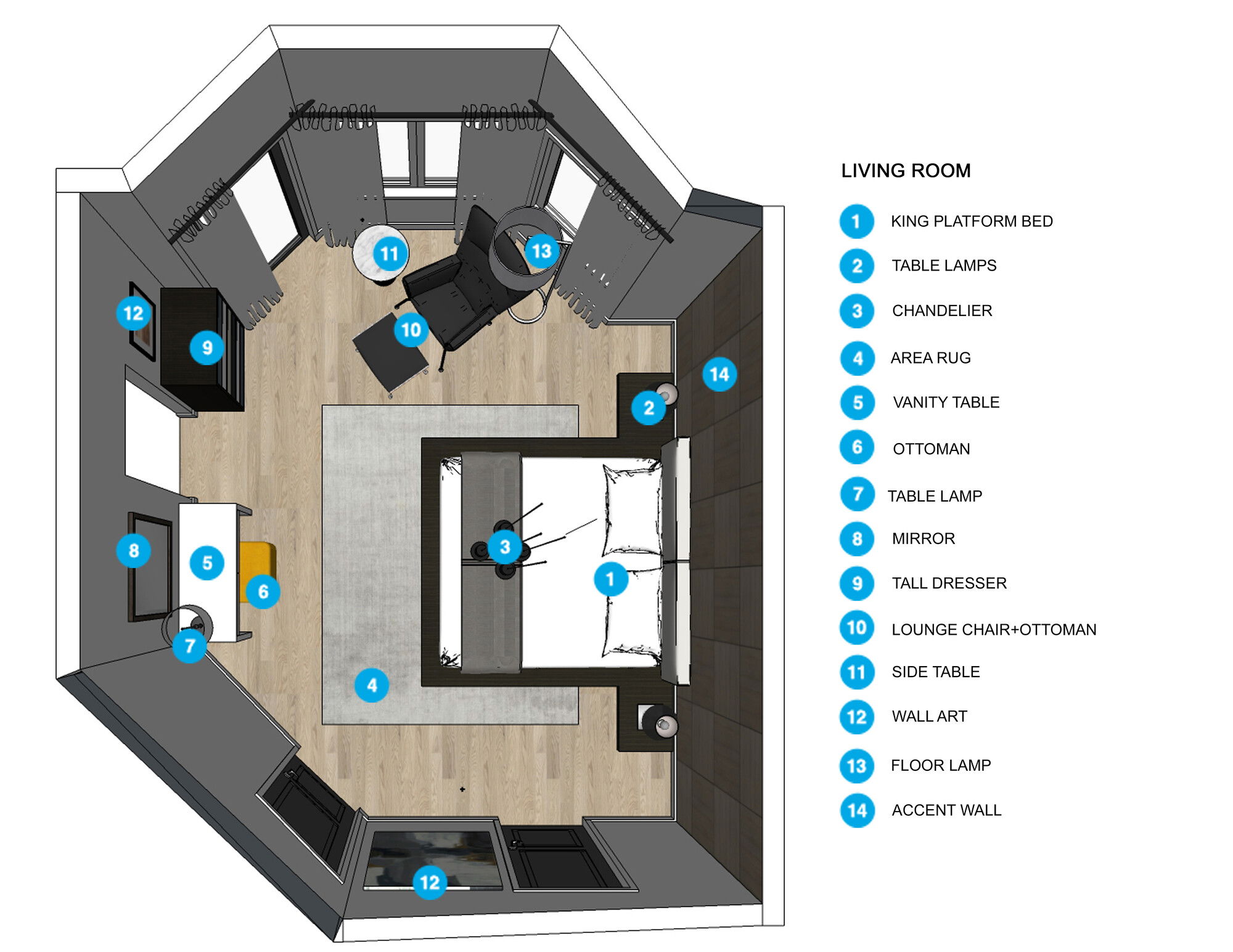 Online Designer Bedroom Floorplan