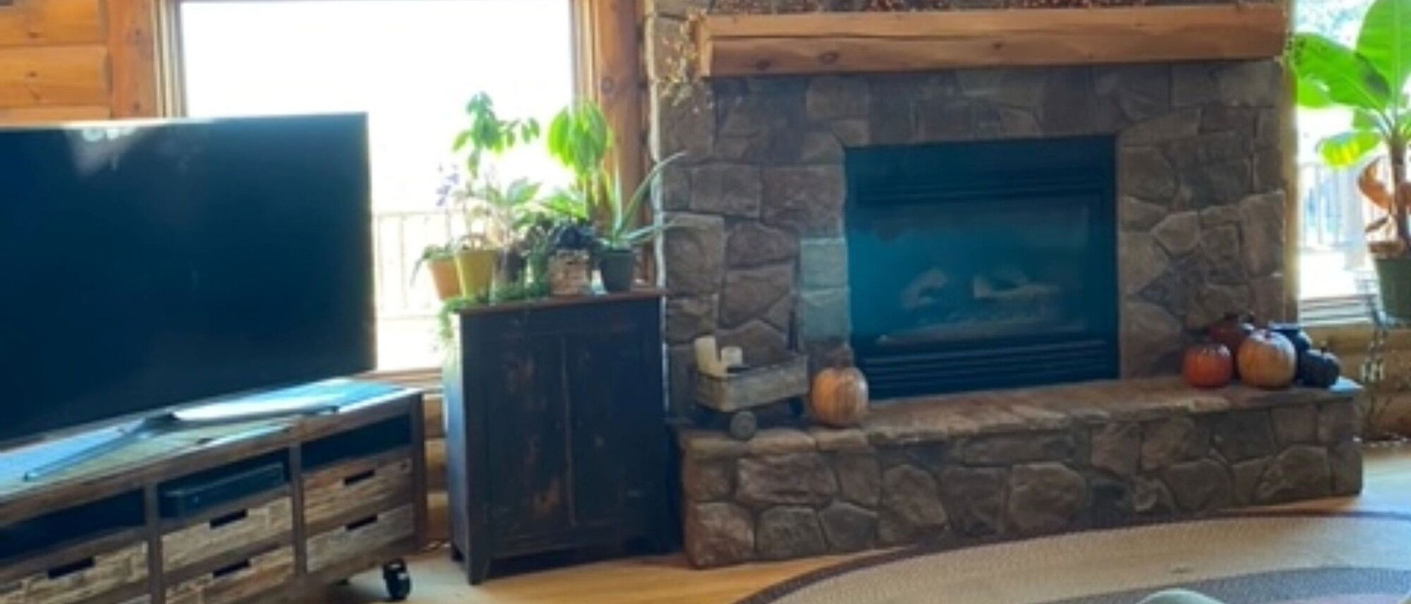Refined Rustic Living Room with Grand Piano- Before Photo