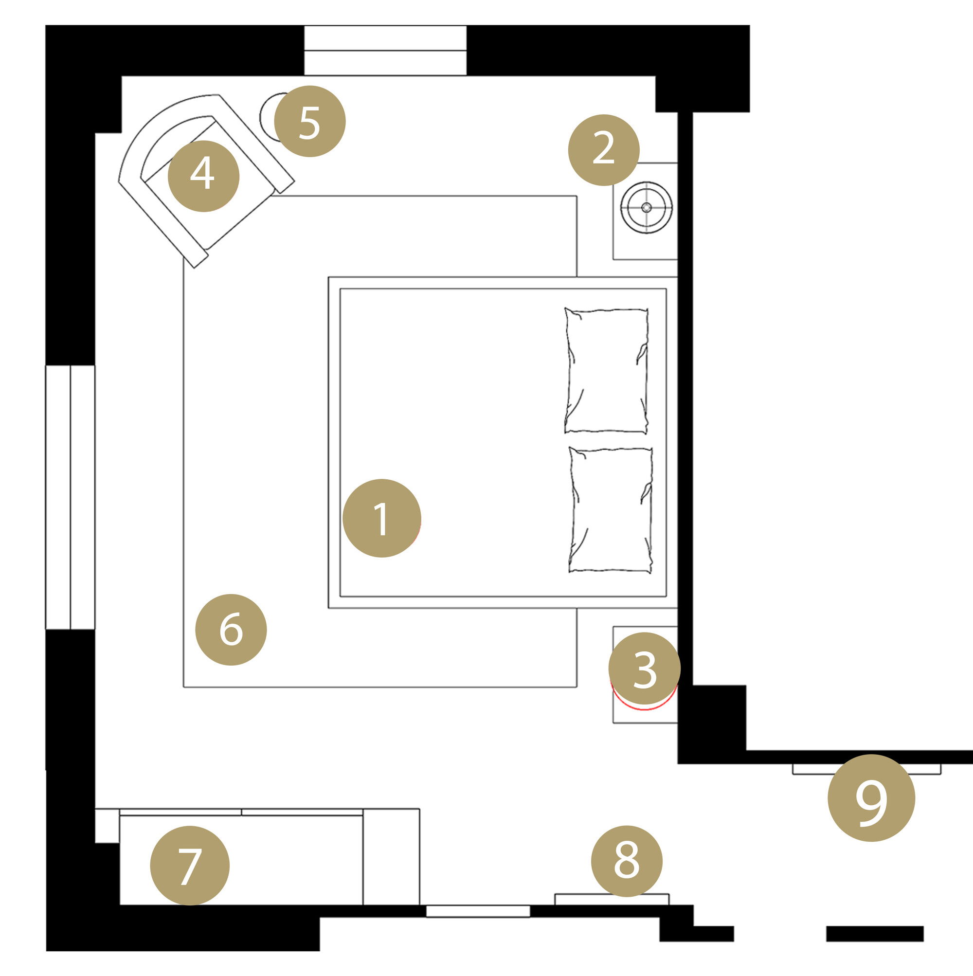Online Designer Bedroom Floorplan