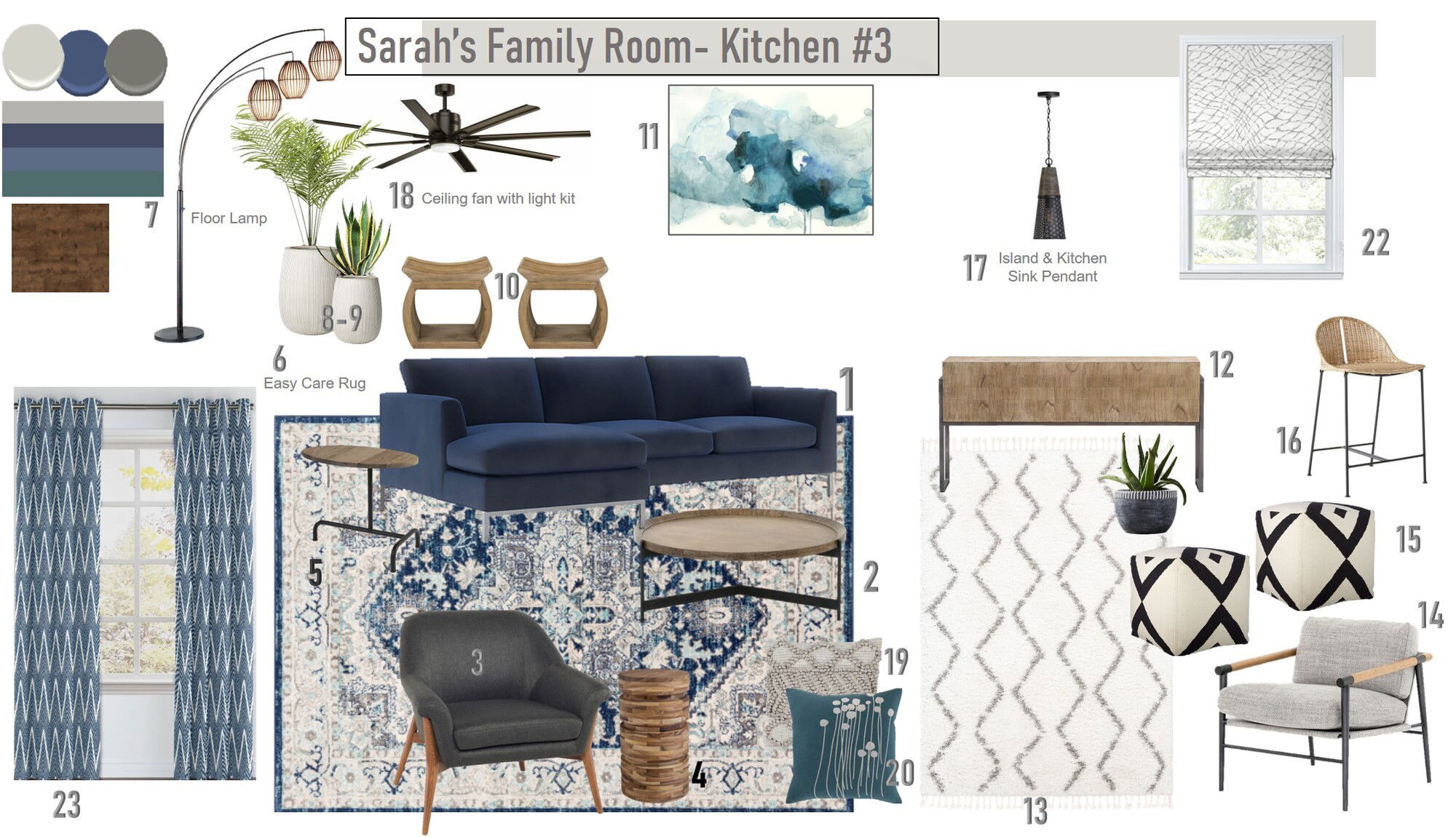 Ideas de Diseño de Interiores Combinadas de Sala-Comedor del Diseñador en Línea