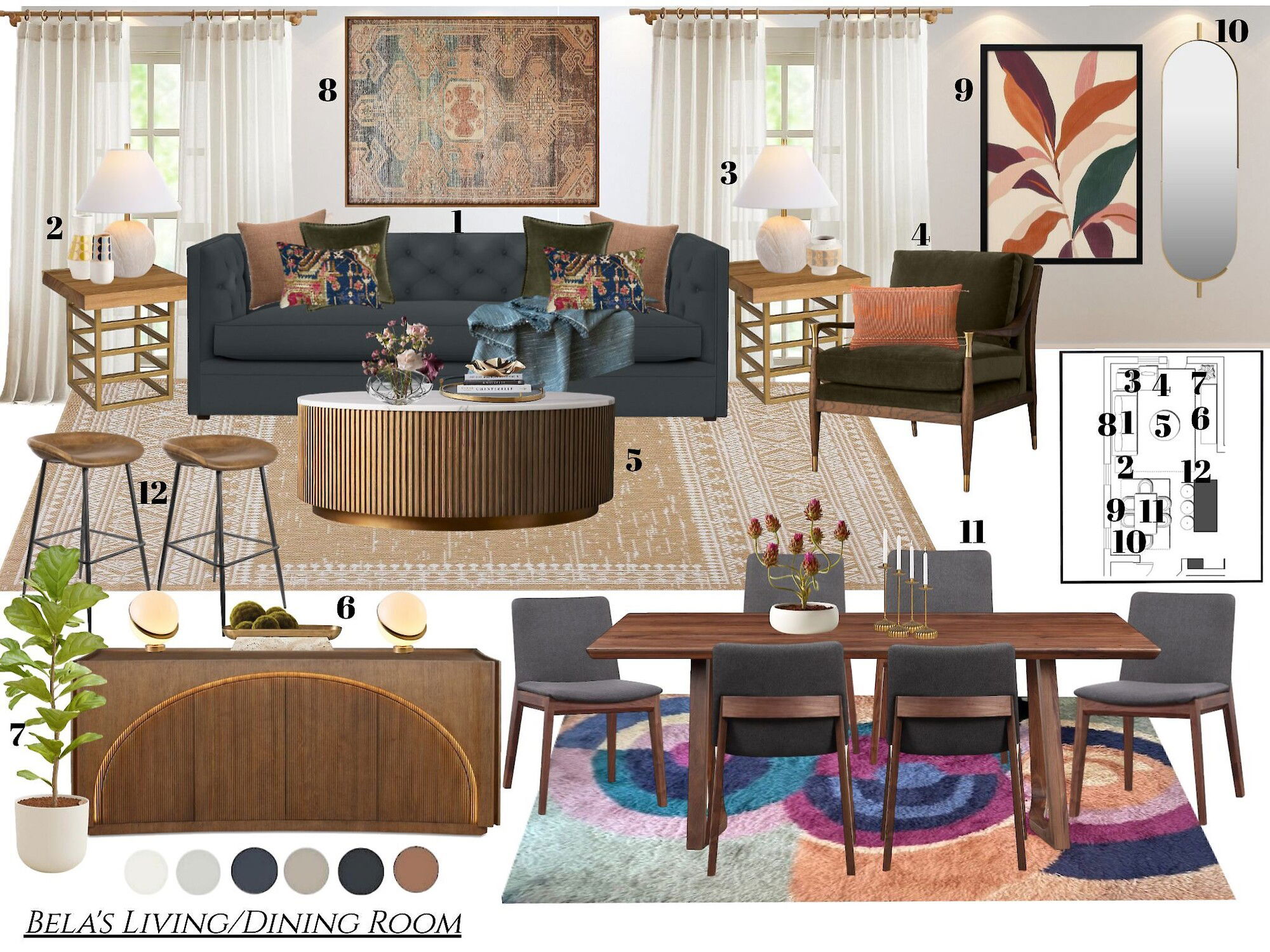 Modern Elegant Combined Living & Dining Design Kamila A. Moodboard 1 thumb