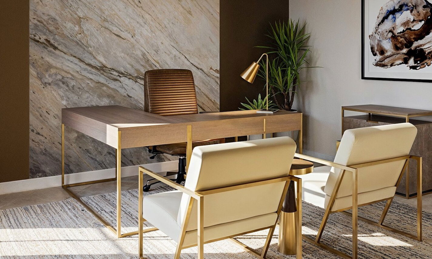 Contemporary Glam Dining Room & Home Office by interior designers in Houston, Texas