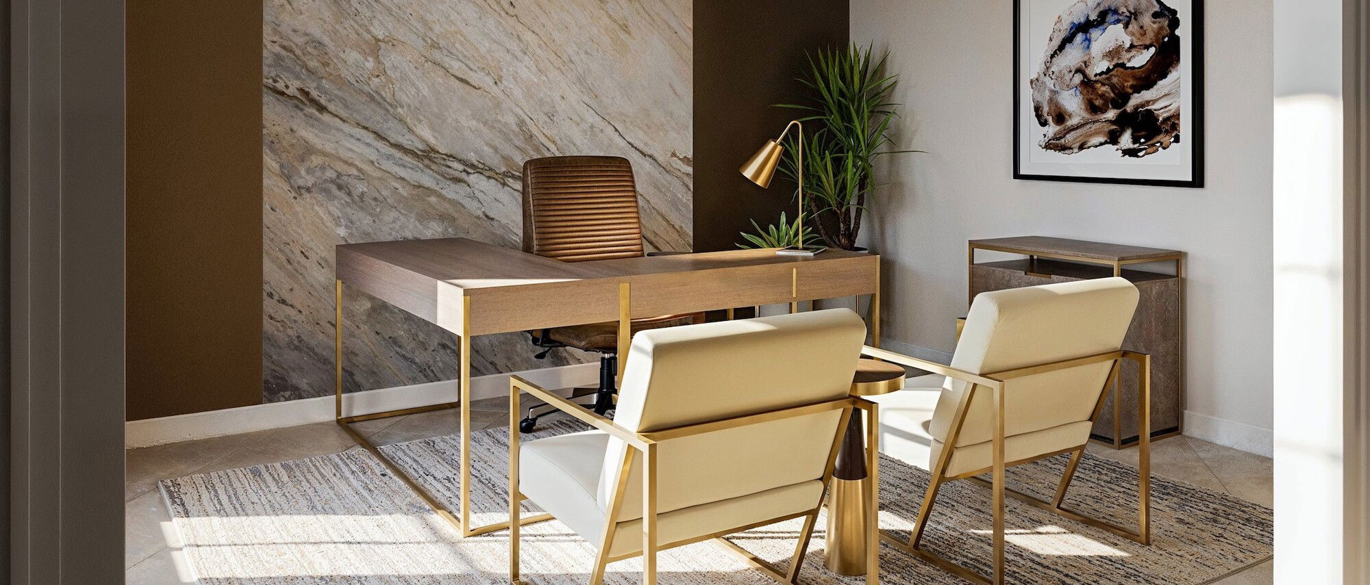Contemporary Glam Dining Room & Home Office by interior designers in Houston, Texas