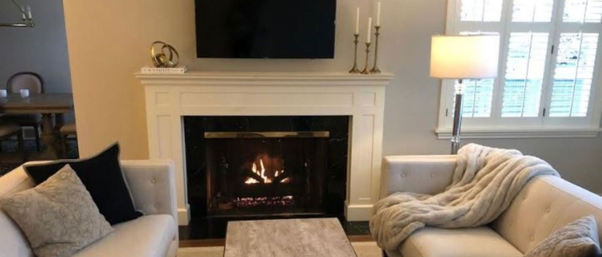 Neutral Transitional Living and Dining Room- Before Photo