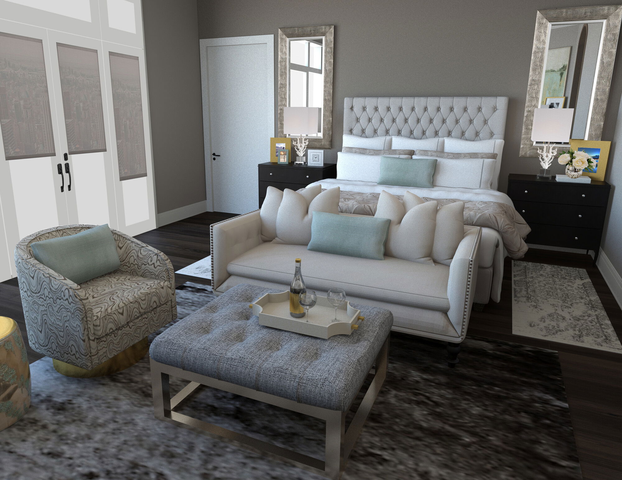 Online Designer Bedroom 3D Model 3