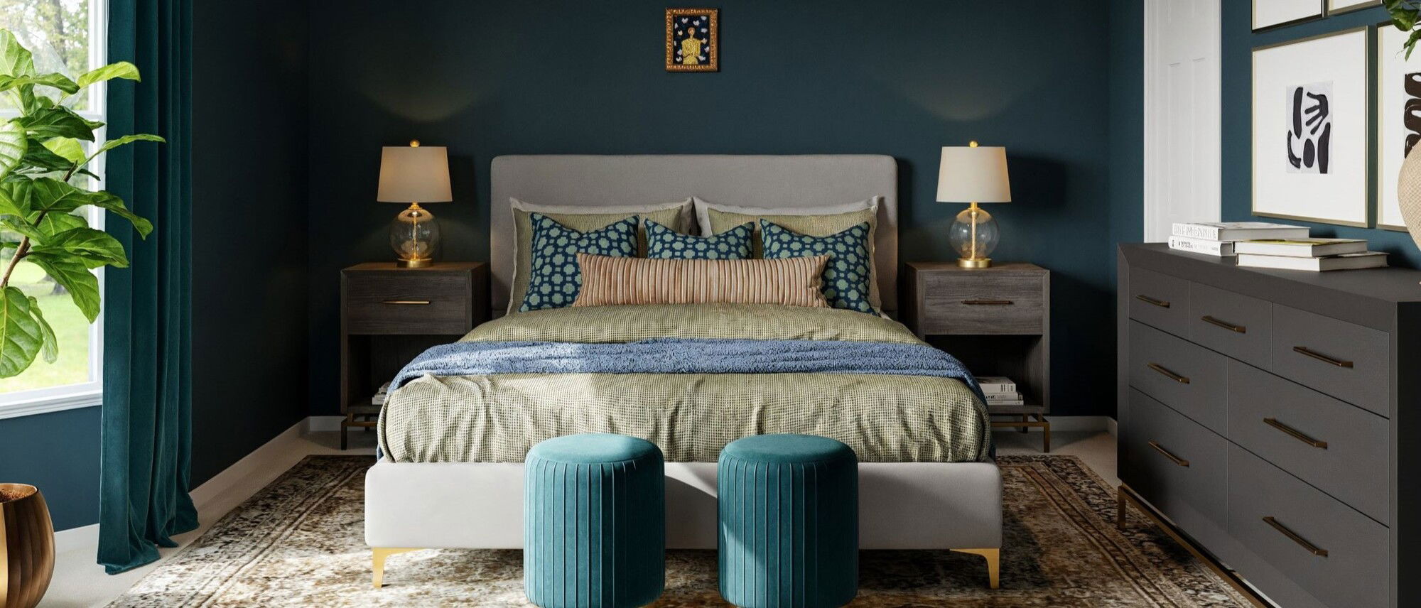 Eclectic Jewel Tone Home Design by affordable Raleigh interior designers
