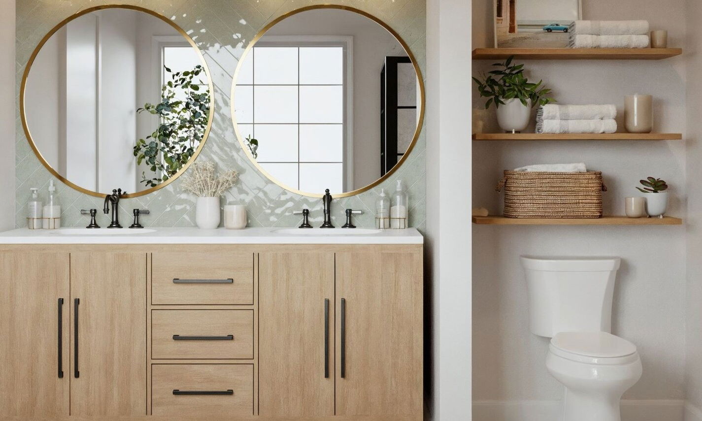 Baño de granja moderna por diseñadores de interiores en Chattanooga, Tennessee