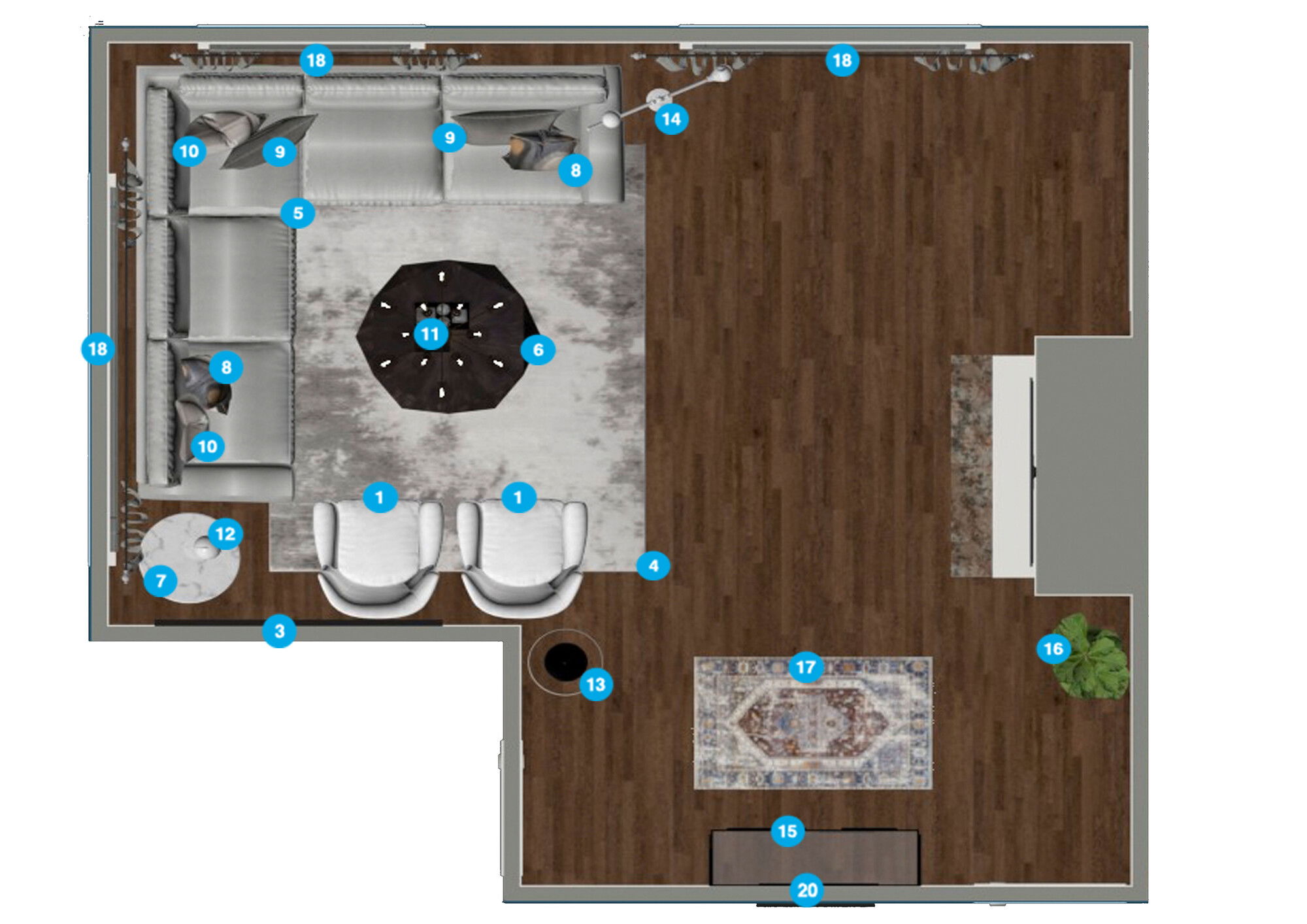 Online Designer Living Room Floorplan