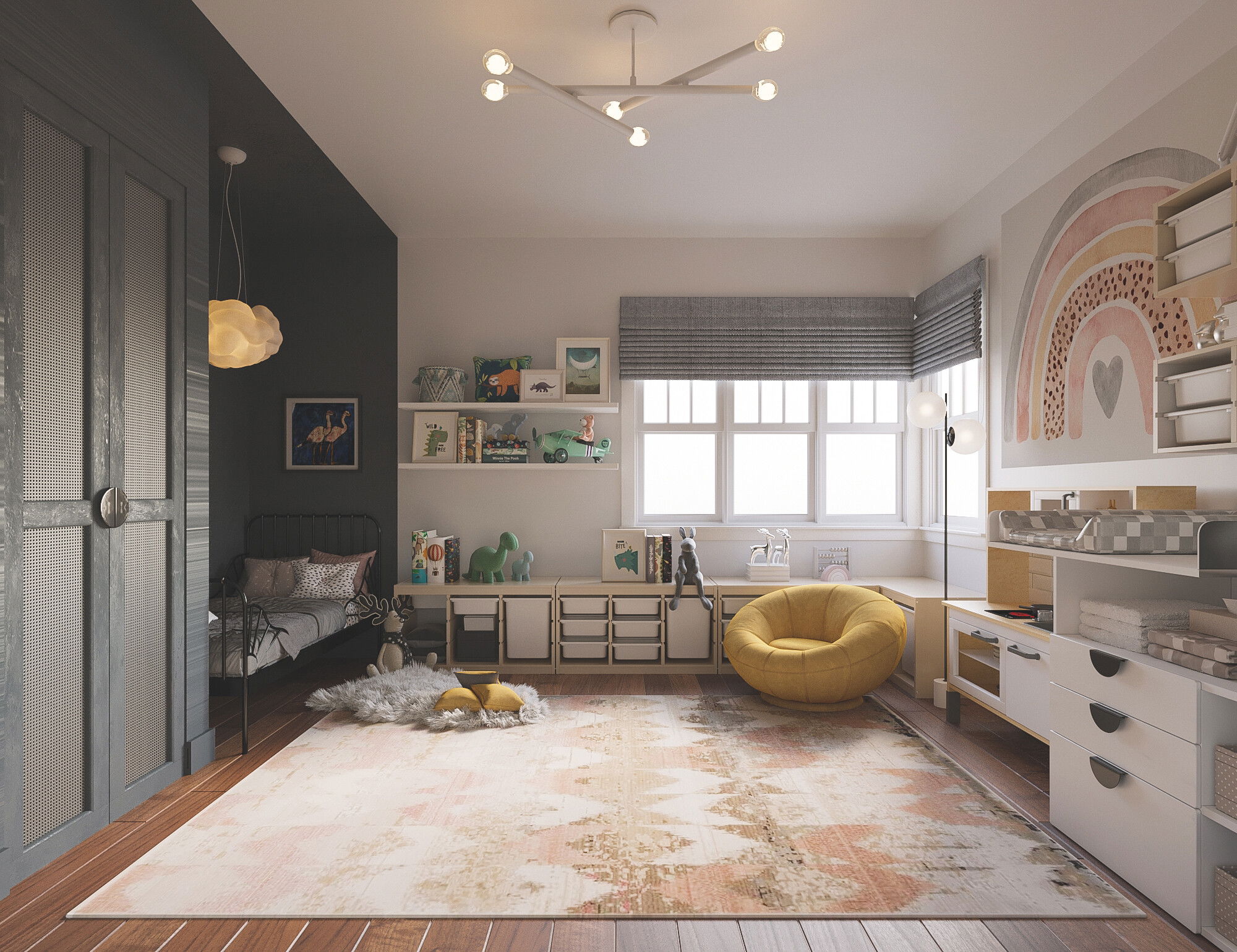 Estilo de diseño ecléctico para la habitación de un niño Estilo de diseño ecléctico para la habitación de un niño