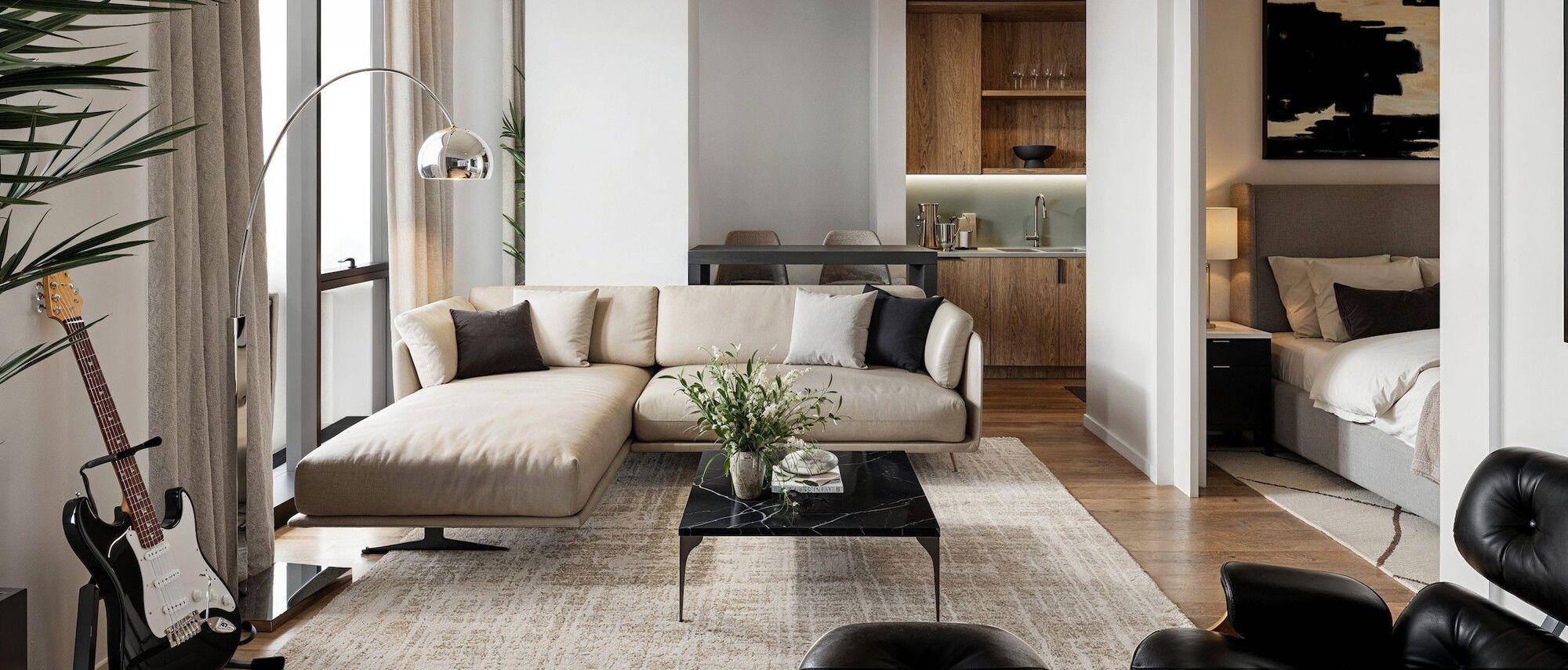Diseño de estudio pequeño con estilo por diseñadores de interiores asequibles de Seattle