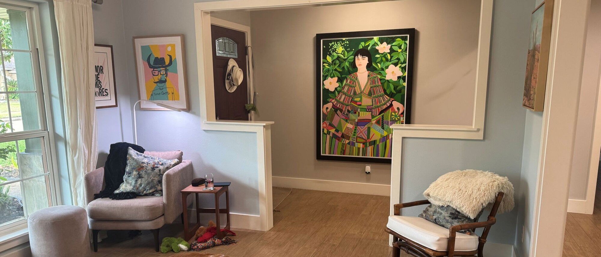 Warm and Eclectic Living and Office Room Design- Before Photo