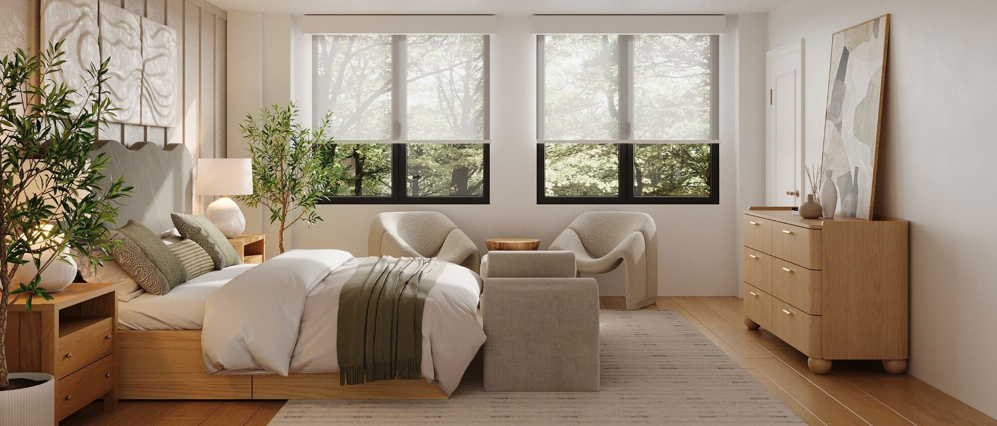 Fresh Modern Organic Bedroom Design-Lopa After Rendering