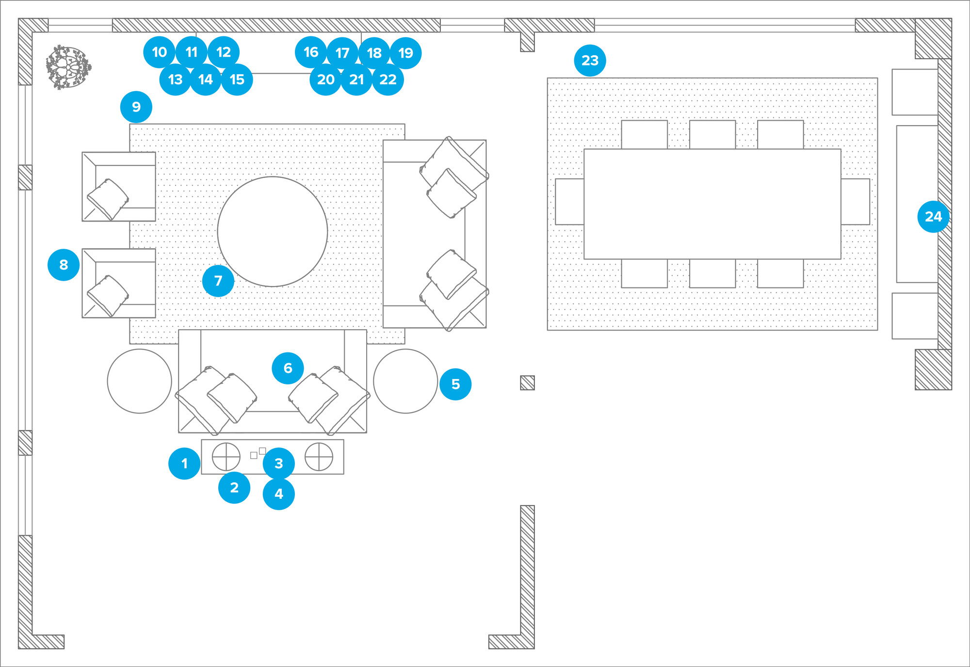 Online Designer Combined Living/Dining Floorplan