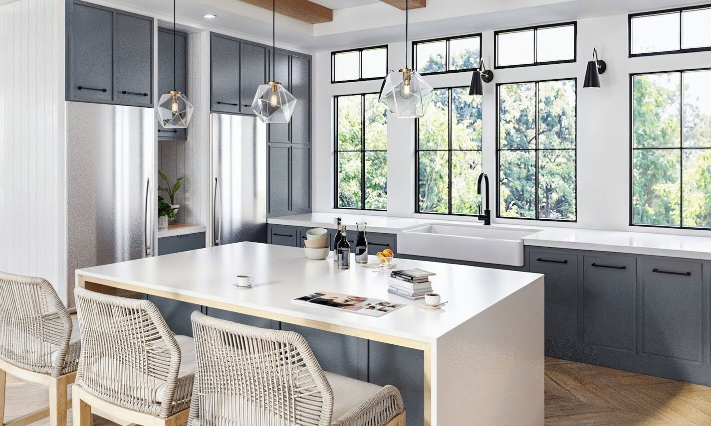 Blue & White Kitchen & Rustic Home Design by top New Orleans interior designers