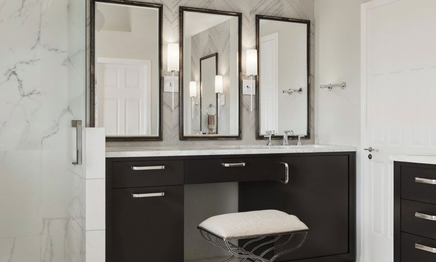 Transitional Black & White Bathroom Remodel by top Atlanta interior designers