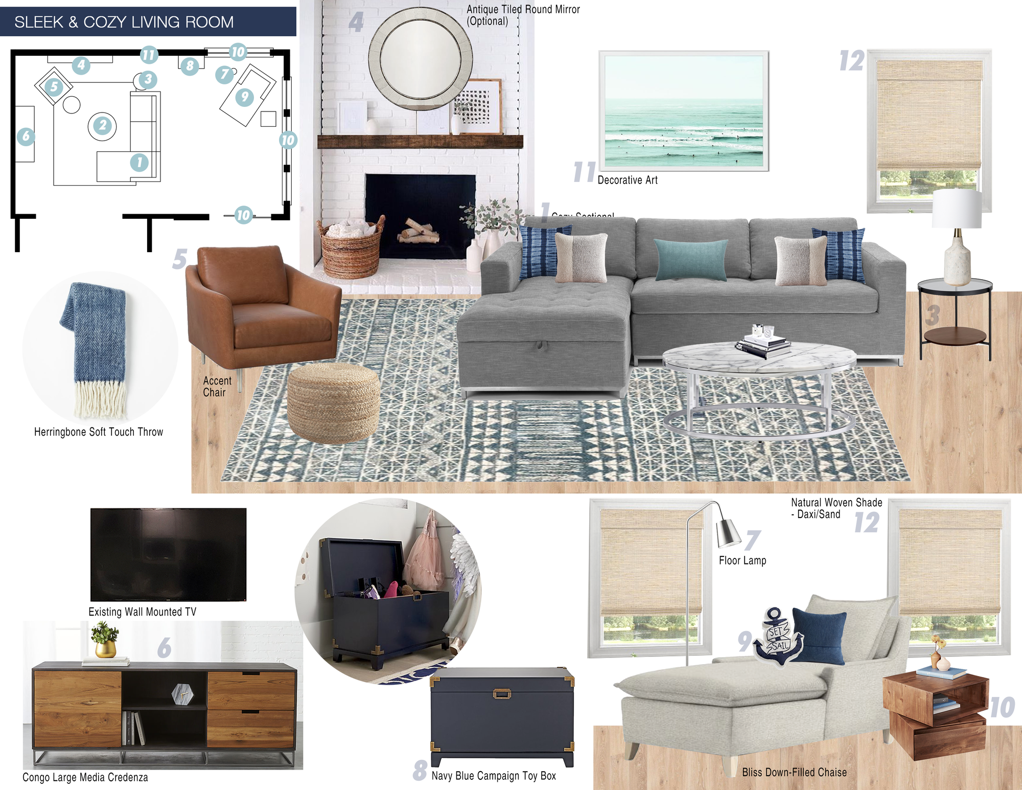 Ideas de diseño interior para sala de estar de diseñador en línea