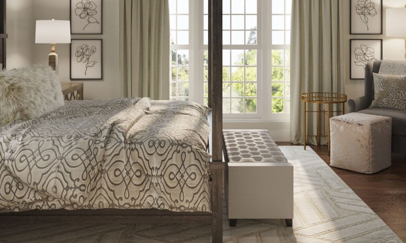 Glamorous Master Bedroom & Bathroom Remodel by affordable St Louis interior designers