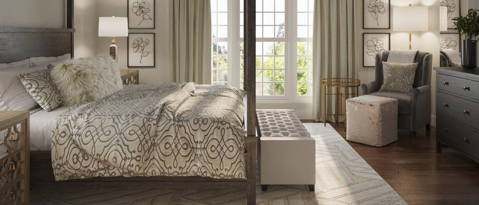 Glamorous Master Bedroom & Bathroom Remodel by affordable St Louis interior designers