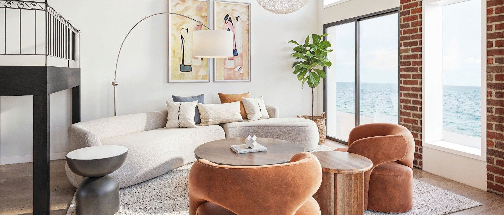 Elegant Modern Combined Living & Dining Room by affordable Washington interior designers