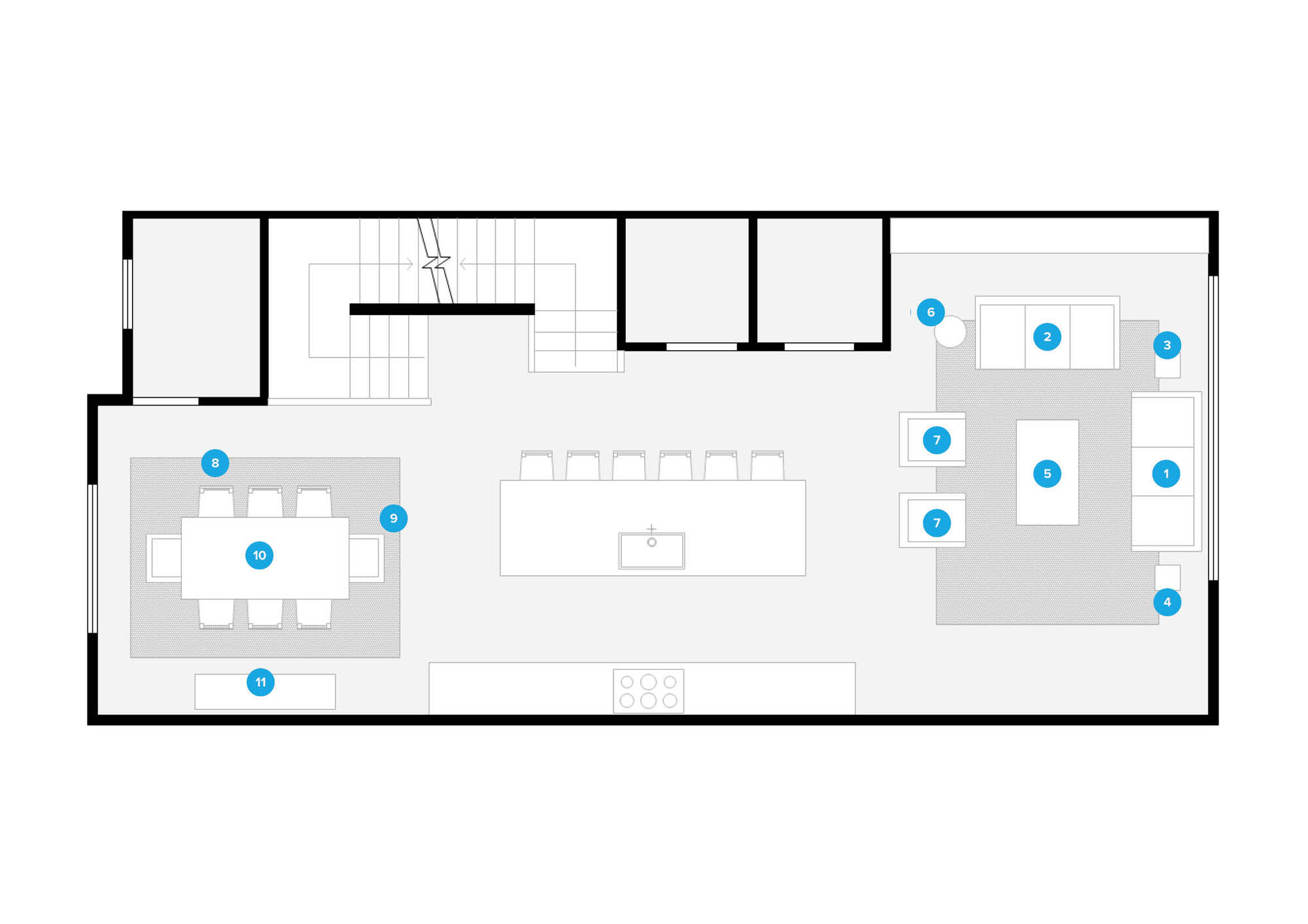 Online Designer Combined Living/Dining Floorplan