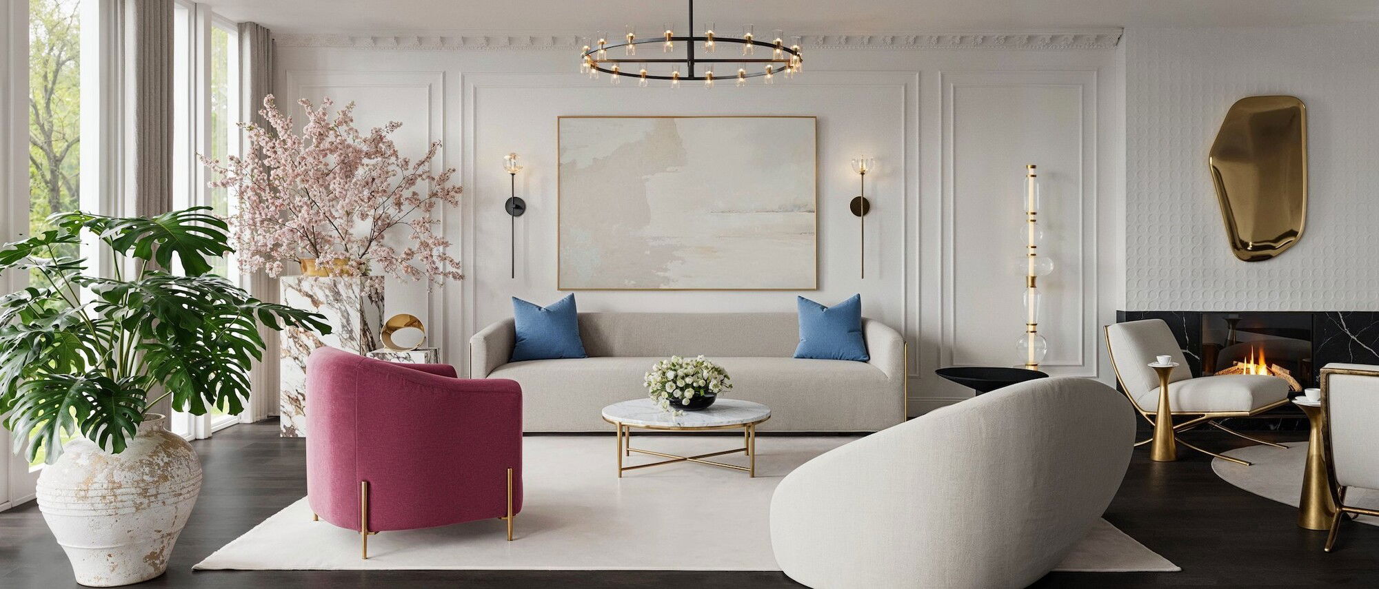 Sleek and Stylish Living & Dining Room Remodel- After Rendering