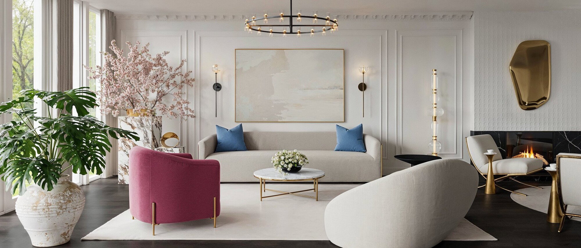 Sleek and Stylish Living & Dining Room Remodel by interior designers in Carlsbad, California