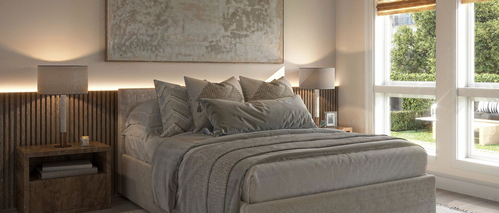 Modern Neutral Bedroom Design by top San Francisco interior designers