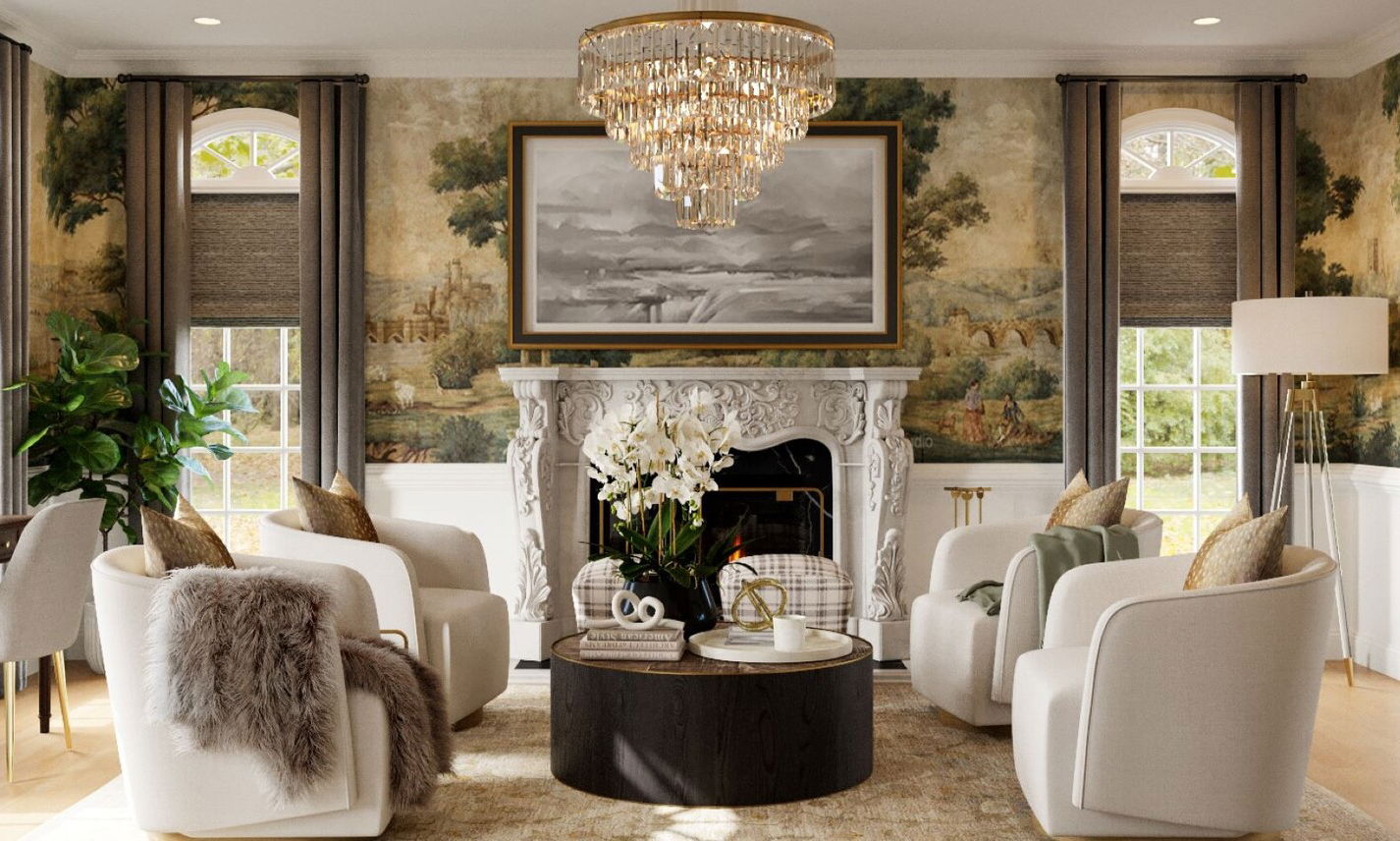 Elegant Eclectic Glam House Interior Design by top Chesapeake interior designers