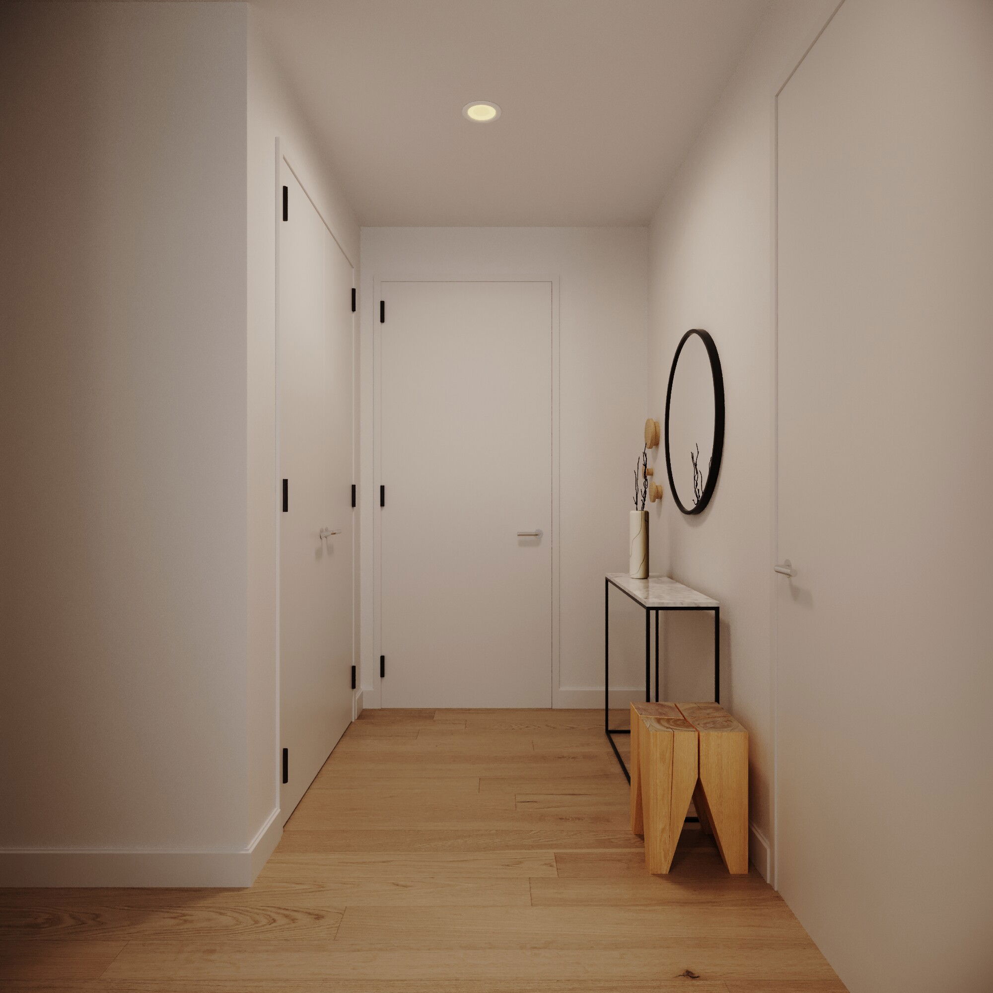 Sleek & Neutral Modern Apartment Design Rendering thumb