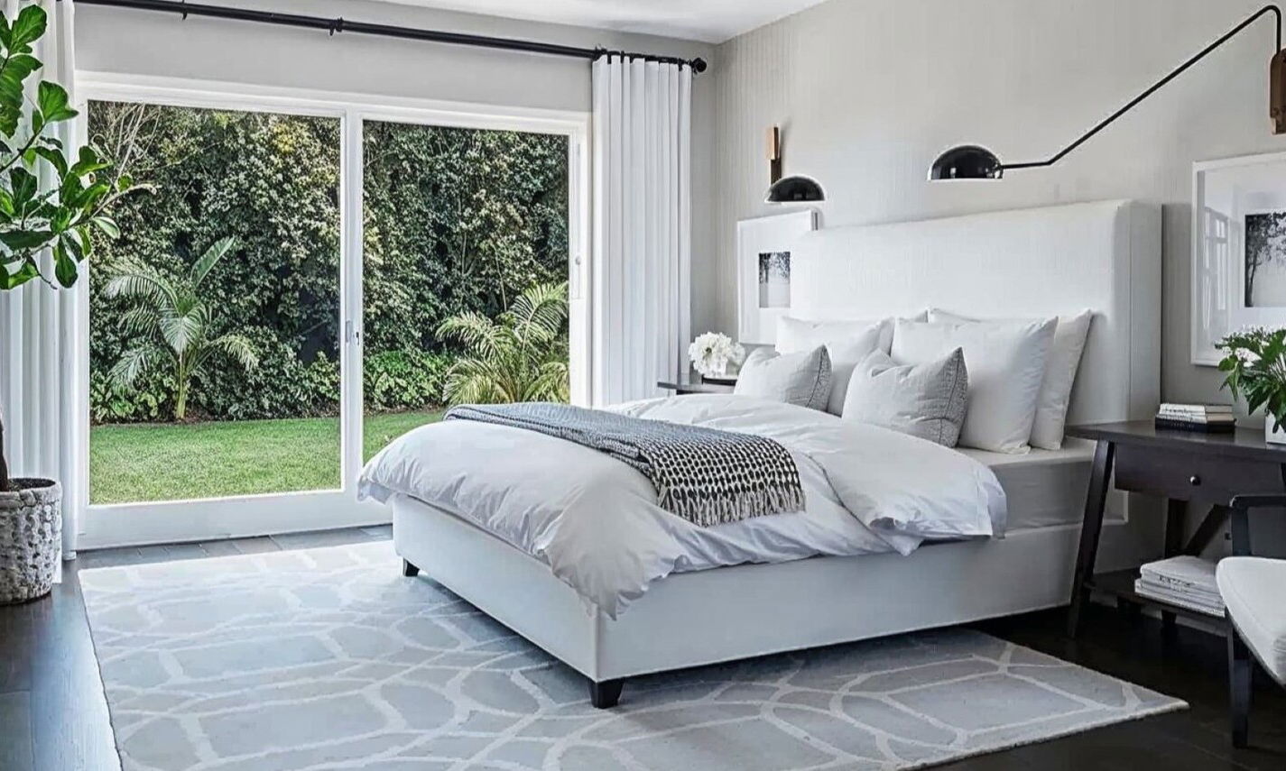 Modern White & Grey Bedroom Interior Design by interior designers in Clearwater, Florida