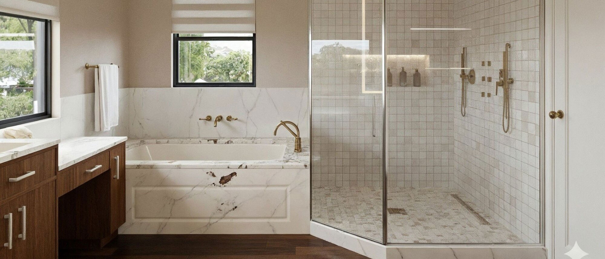 Diseño de baño moderno inspirado en un spa de lujo - Foto antes