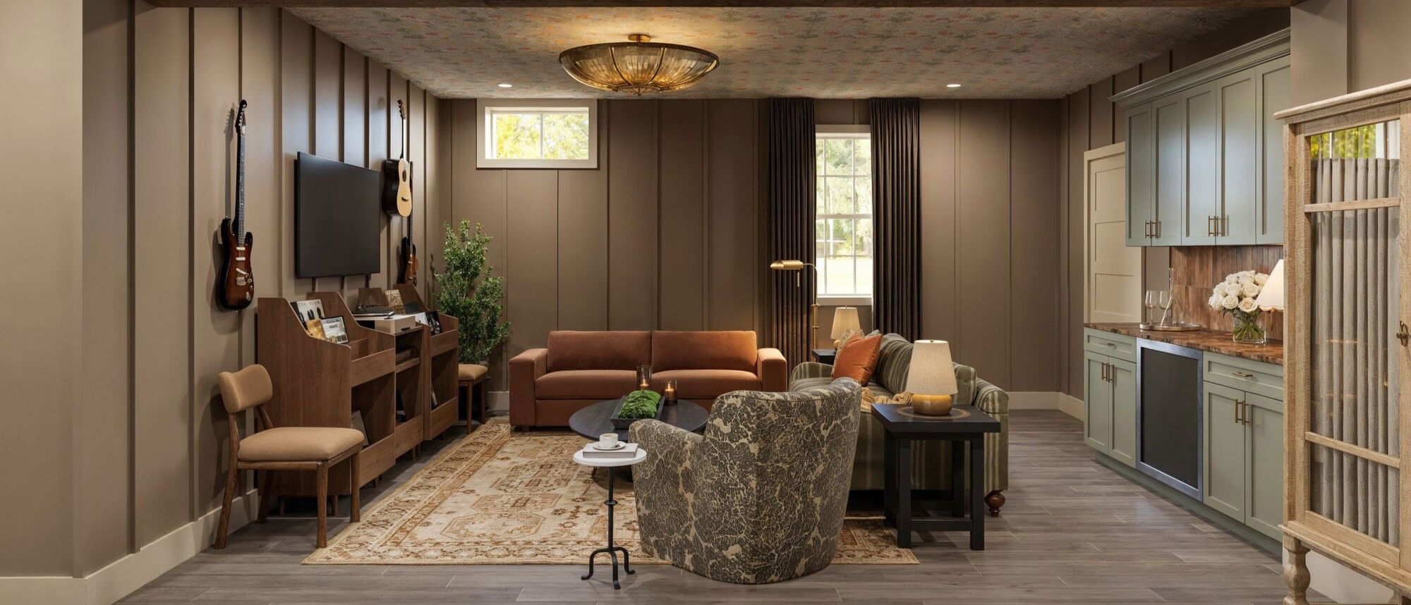 Cozy and Inviting Basement Lounge &  Music Room-Ramona After Rendering