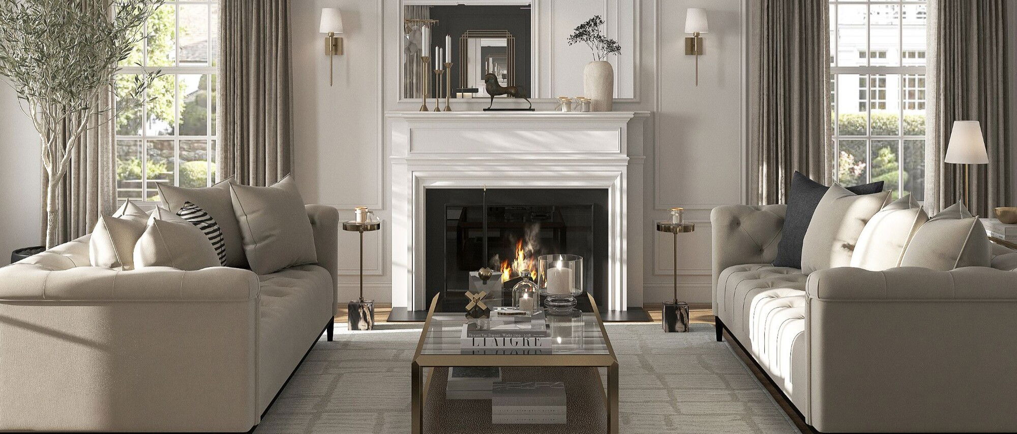 Diseño de interiores contemporáneo glamuroso - Renderizado después