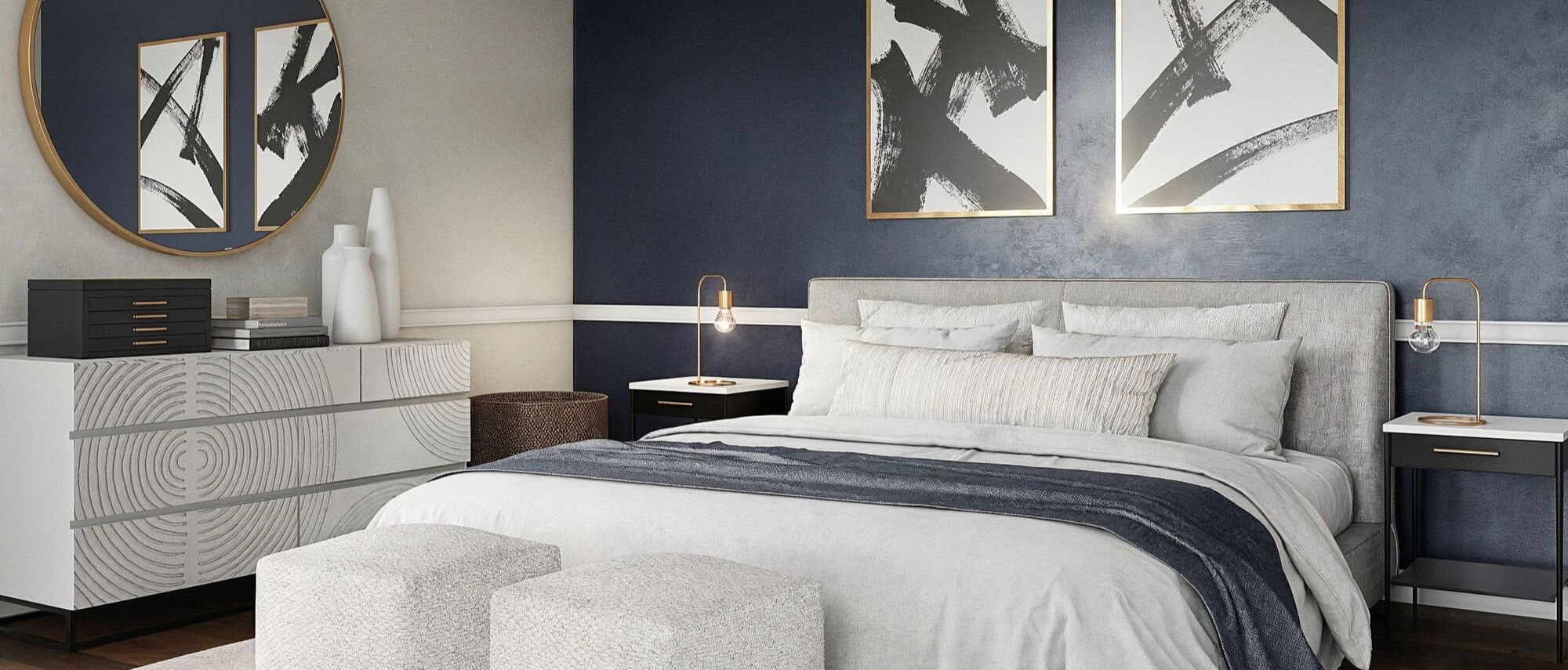 Transitional Style Living Room and Bedroom by top Denton interior designers