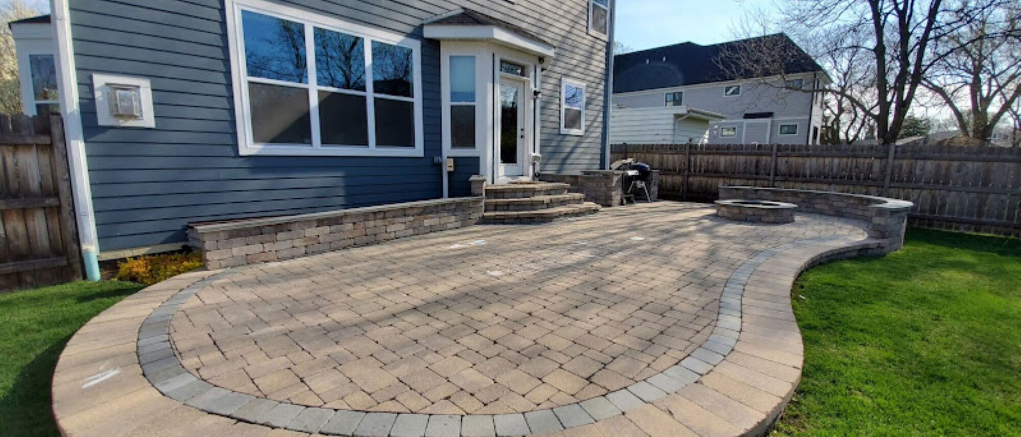 Stone Patio with Fire Pit Design Idea- Before Photo