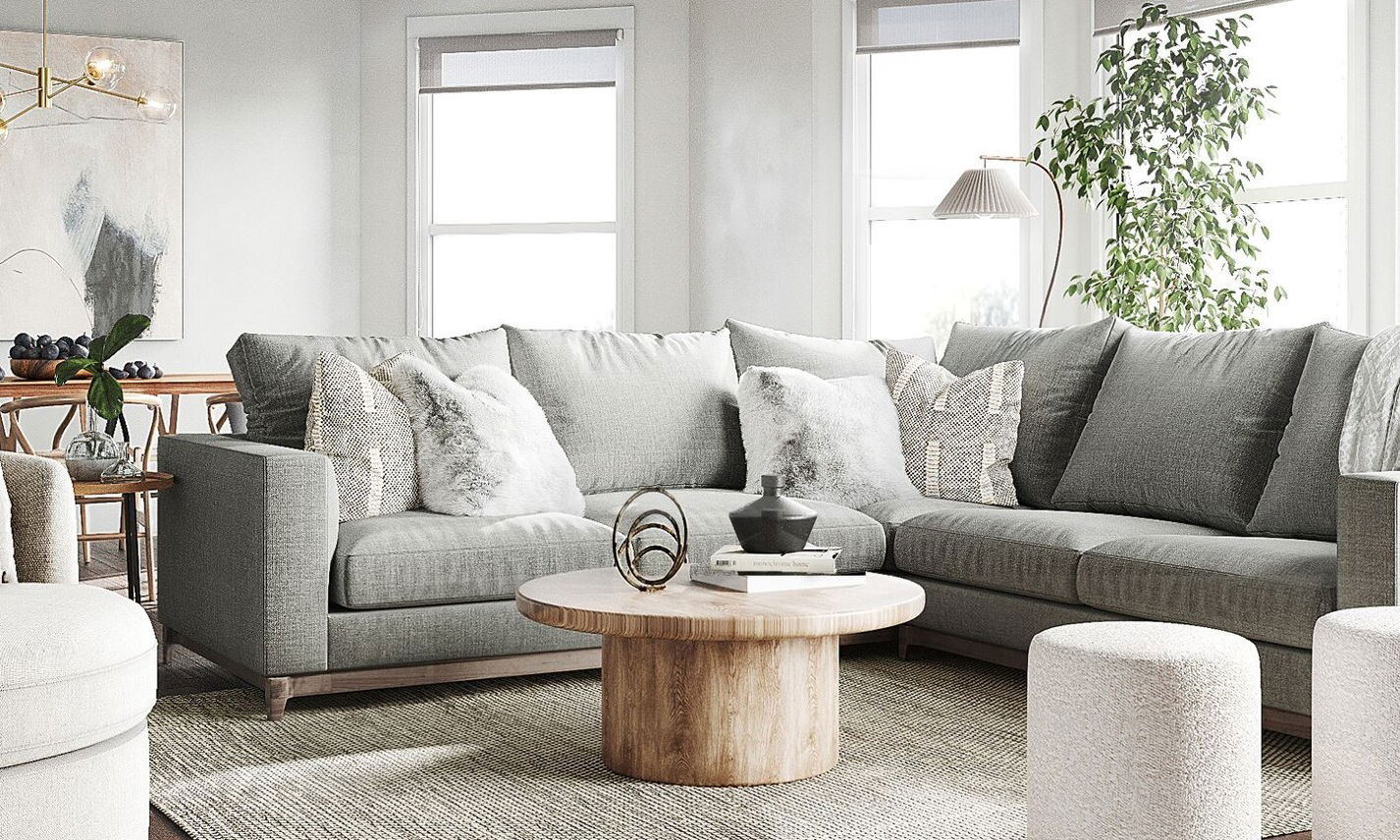 Cozy Rustic Modern Living & Dining Room by affordable Roseville interior designers