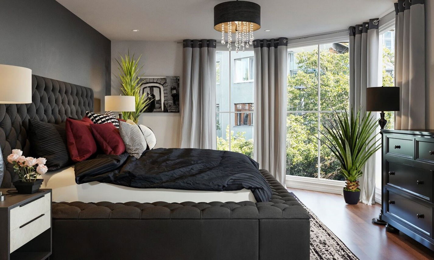 Diseño de dormitorio masculino y oficina en casa