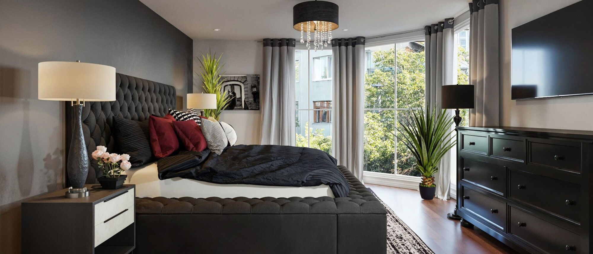 Diseño de dormitorio masculino y oficina en casa