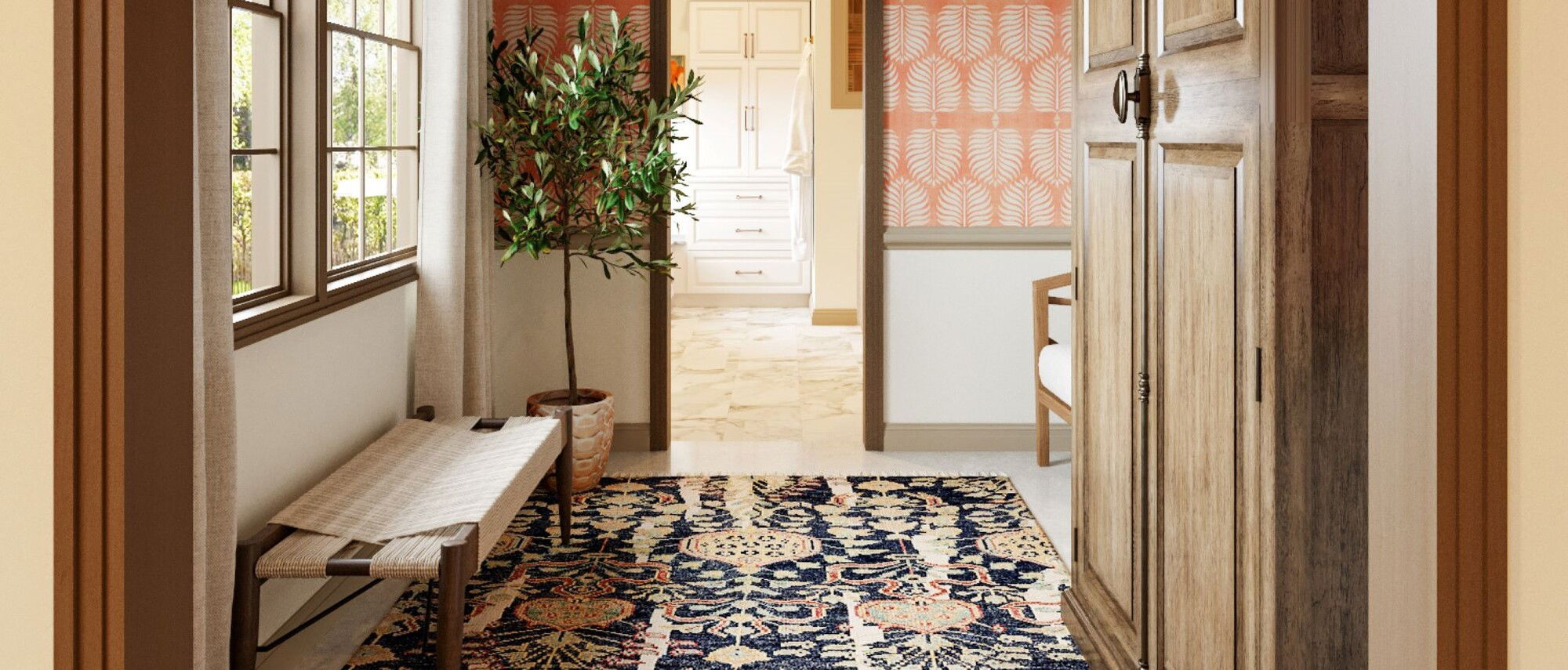 Eclectic Hallway, Bath and Bedroom Design by interior designers in Sterling Heights, Michigan