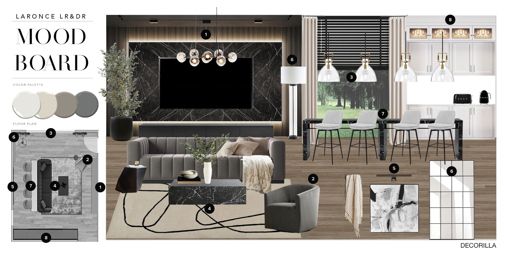 Online Designer Combined Living/Dining Interior Design Ideas