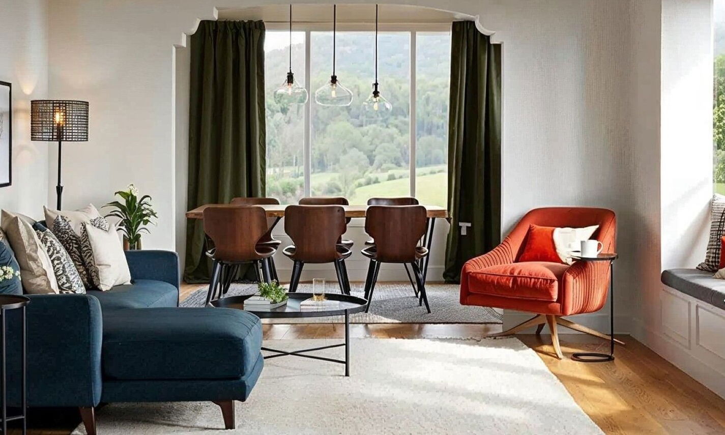 Warm Transitional Home with Pops of Colors by affordable Provo interior designers