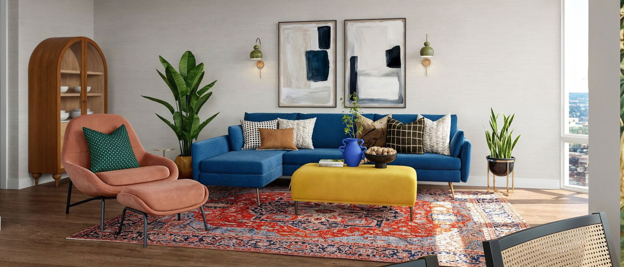 Diseño de Apartamento Ecléctico, Acogedor y Cálido - Renderizado Después