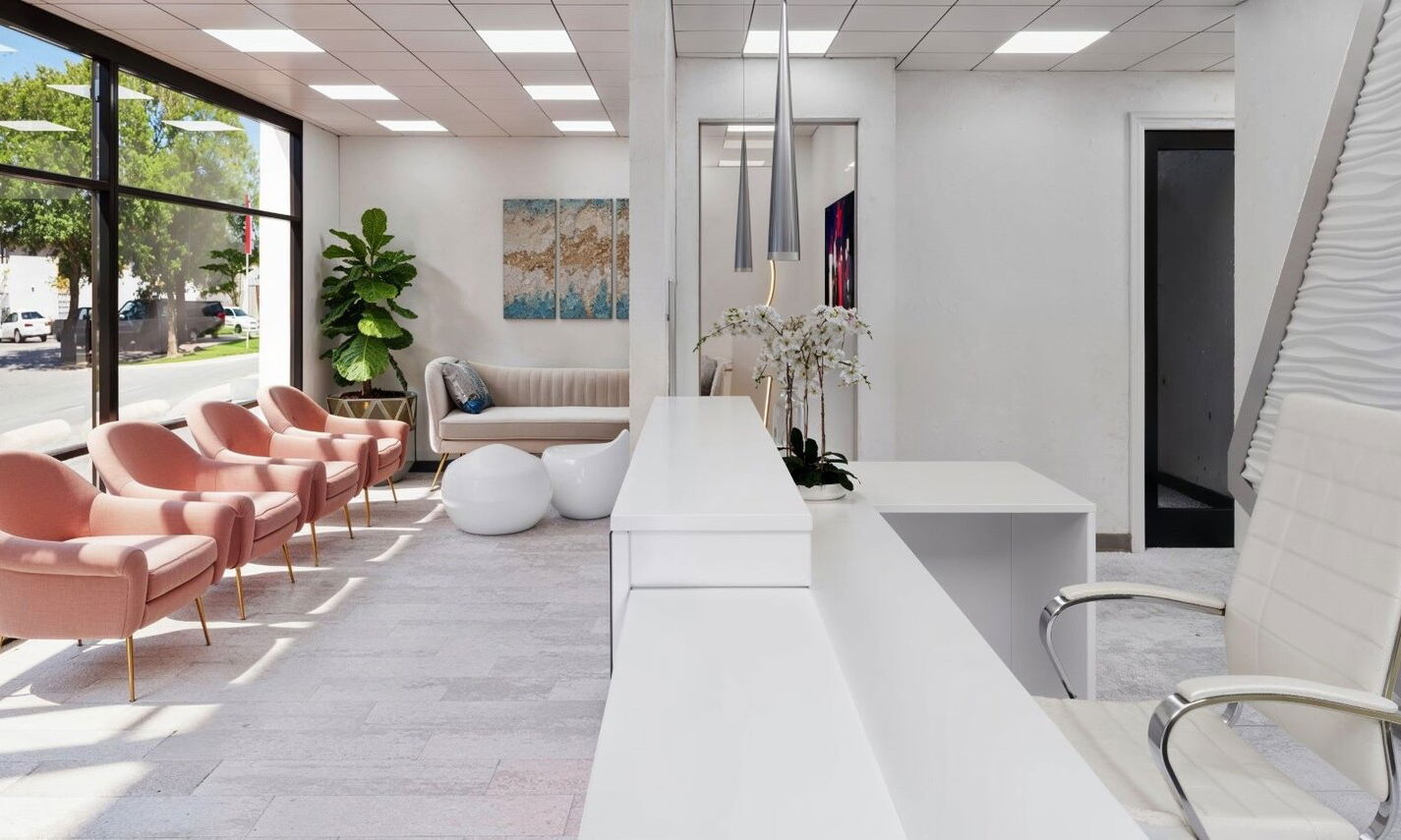 Contemporary Dental Office Front Lobby Design by interior designers in Rockford, Illinois