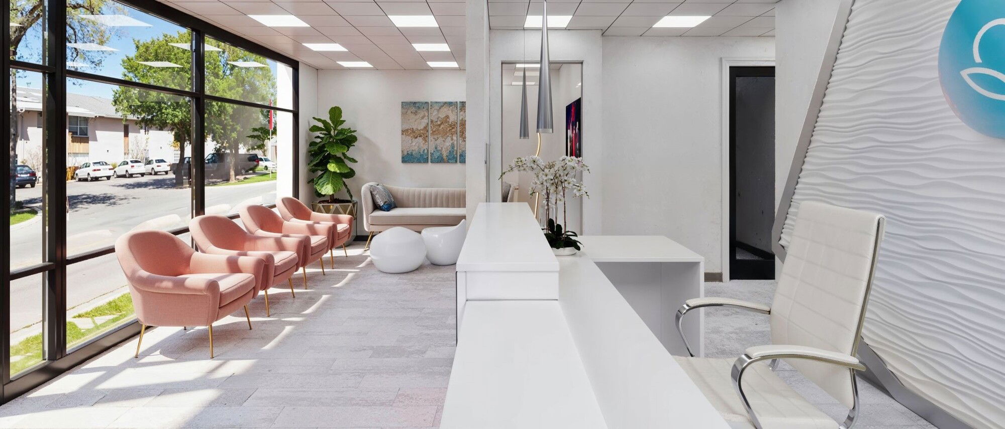 Contemporary Dental Office Front Lobby Design by top Winnetka interior designers