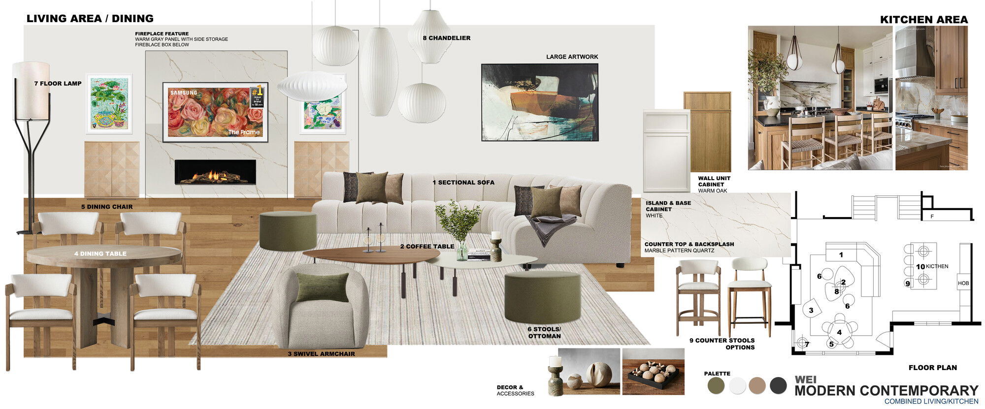 Online Designer Combined Living/Dining Interior Design Ideas