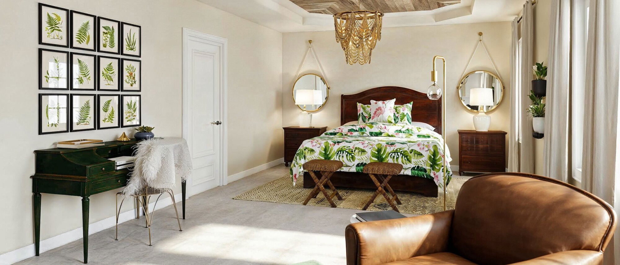 Transitional and Tropical Style Master Bedroom by affordable Bethesda interior designers