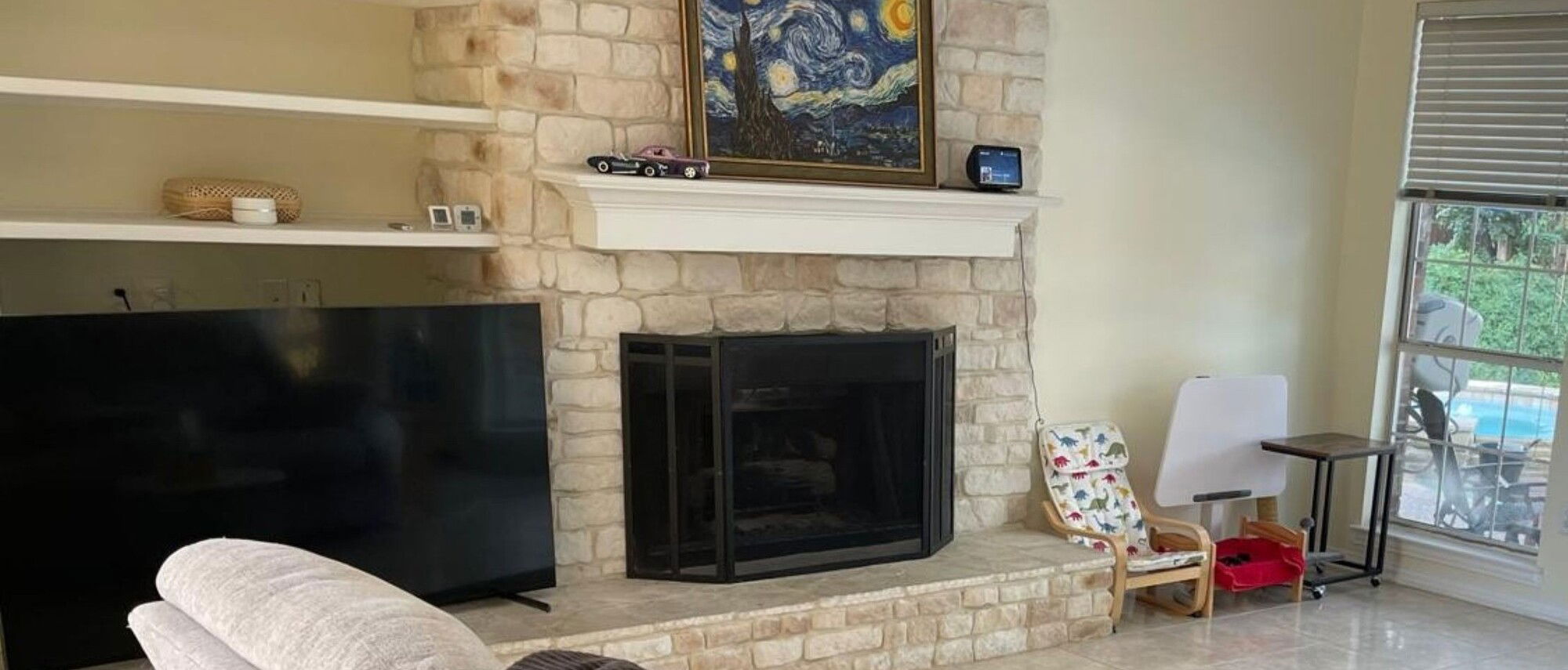 Coastal Living Room with Traditional Touches- Before Photo