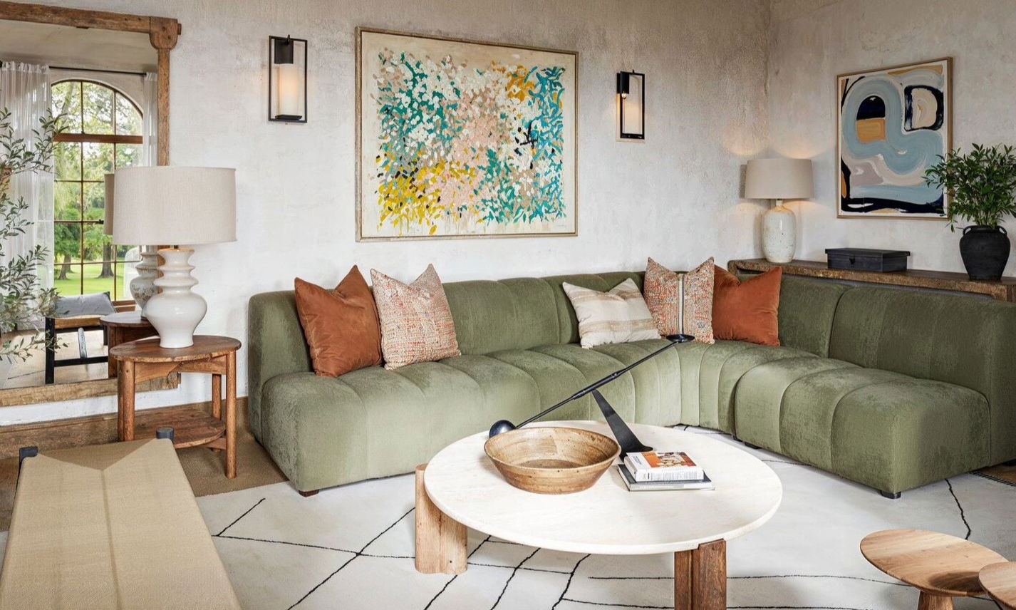 Modern Mediterranean Living Room Design by affordable Sacramento interior designers
