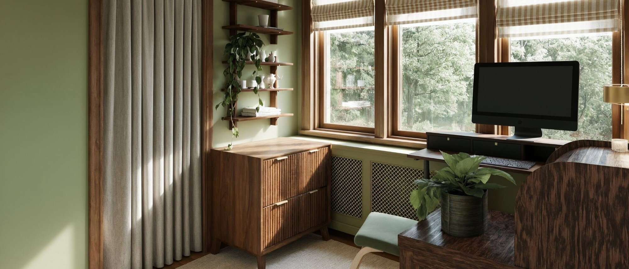Modern Organic Home Office Renovation-Kimberly After Rendering